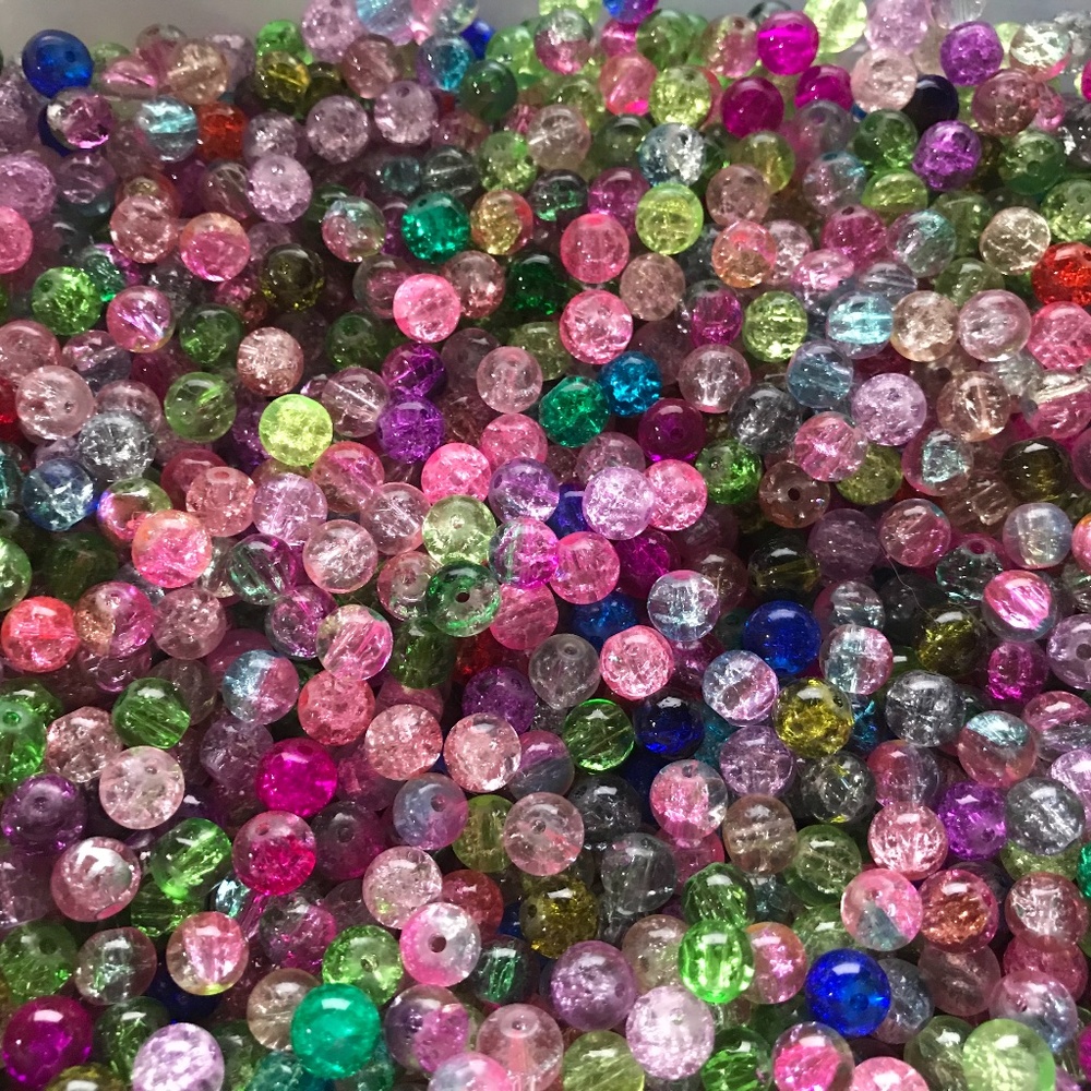 CRACKLE GLASS BEADS SPACERS 8MM ASSORTED COLORS